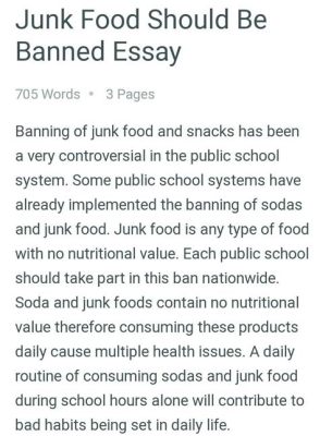 Should Junk Food Be Banned in Schools Essay